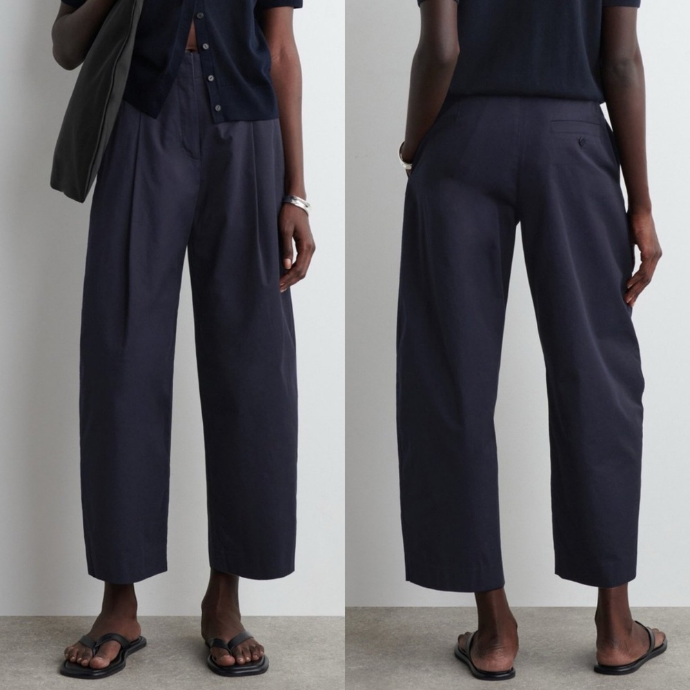 COS Navy Cropped Wide-Leg Trousers
